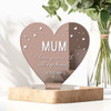 Personalised Mirror Heart Plaque Ornament Gift For Mum
