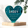 Personalised Mirror Heart Plaque Ornament Gift For Daddy