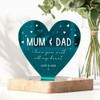 Personalised Mirror Heart Plaque Ornament Gift For Mum & Dad