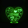 Personalised Hearts Night Light, Colour Changing Girls Lamp For Kids Bedroom