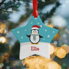 Personalised Name Penguin Ceramic Star Christmas Decoration For Kids
