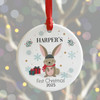 Personalised 1st Christmas Bauble Woodland Rabbit Xmas Tree Decoration