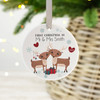 Personalised Mr & Mrs First Christmas, Woodland Reindeer Ceramic 1st Christmas Decoration Bauble