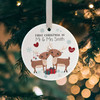 Personalised Mr & Mrs First Christmas, Woodland Reindeer Ceramic 1st Christmas Decoration Bauble