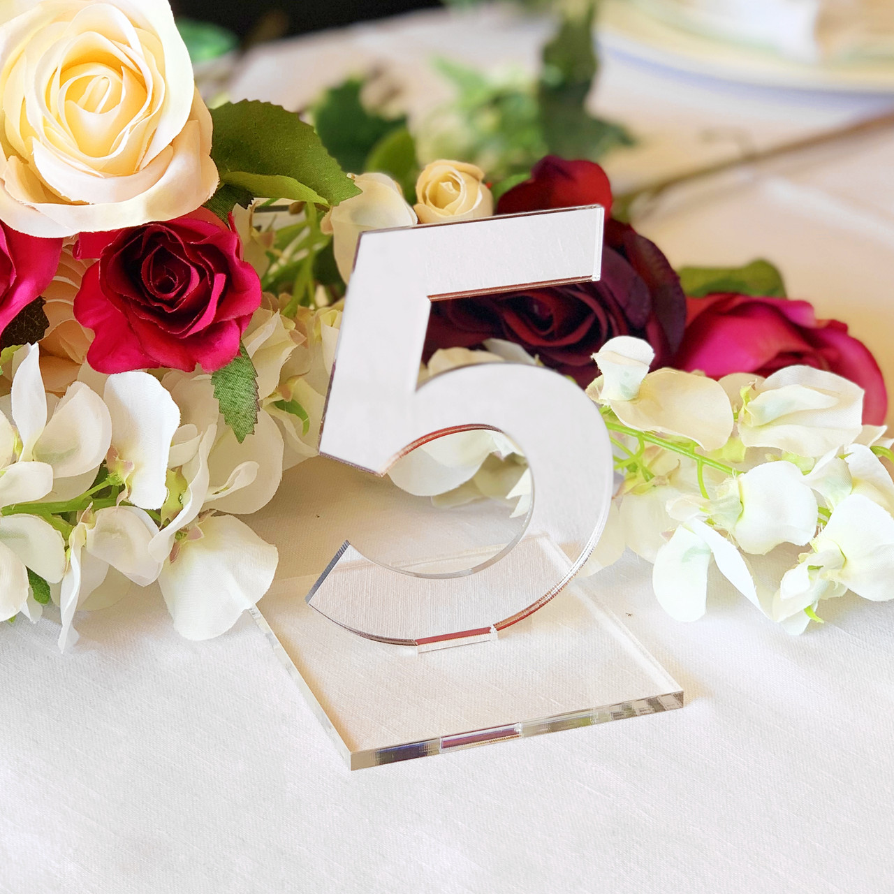 Silver Mirror Acrylic Wedding Table Numbers
