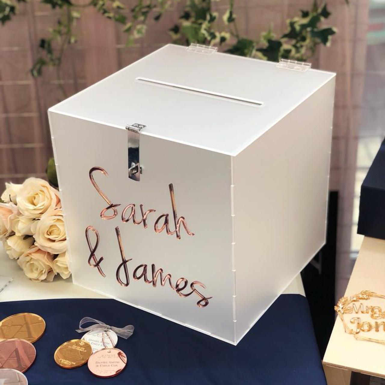 Personalised Frost Acrylic Wedding Card Box, Wedding ...
