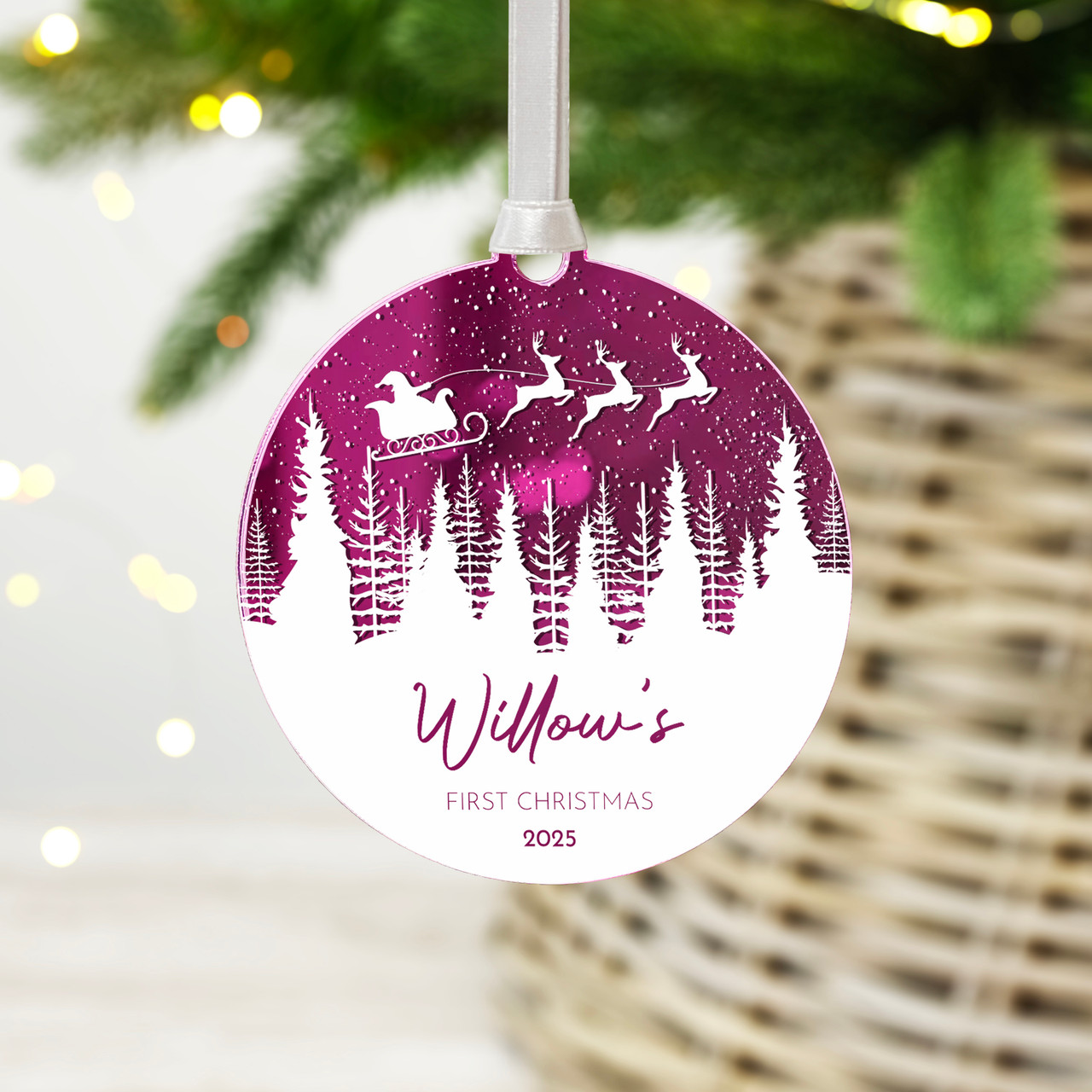 Personalised Baby's First Christmas Mirror Decoration, New Baby's