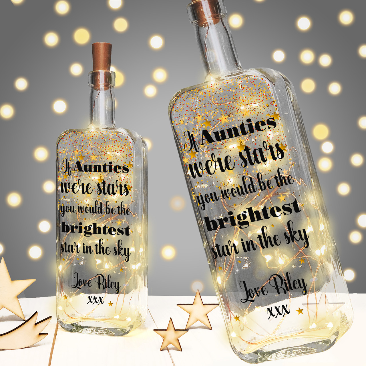 Personalised Light Up Bottle Birthday Gift For Auntie Aunty Or Aunt If Aunties Were Stars You Would Be The Brightest Star In The Sky