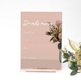 Luxury Acrylic Drinks List Menu - Wedding Table Décor Sign