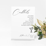 Luxury Personalisable Acrylic Wedding Cocktail Drinks Menu Sign