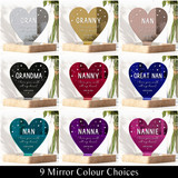 Personalised Mirror Heart Plaque Ornament Gift For Nanna