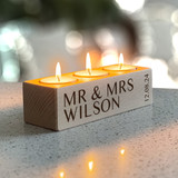 Personalised Laser Engraved Tealight Candle Holder For Mr & Mrs - Wedding or Anniversary Gift