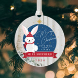 Personalised Teachers Mirror Christmas Bauble, Bunny Rabbit Decoration Gift