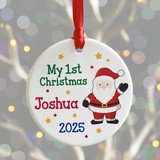 Baby's First Christmas Personalised Ceramic Decoration, 1st Christmas Santa Xmas Tree Bauble, Baby's 1st Christmas
