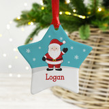 Personalised Name Santa Claus Ceramic Star Christmas Decoration For Kids