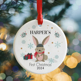 Personalised 1st Christmas Bauble Woodland Rabbit Xmas Tree Decoration