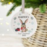 Personalised 1st Christmas Bauble Woodland Rabbit Xmas Tree Decoration