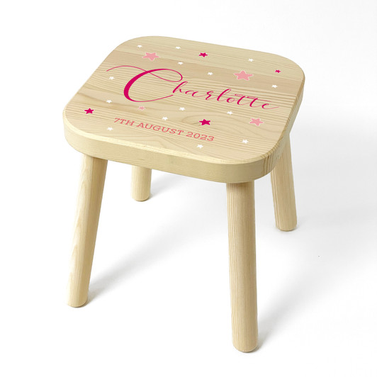 Personalised Blue Themed Kids Wooden Stool Children s Birthday Gift