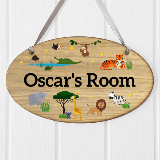 Personalised Kids Dinosaur Bedroom Door Sign - Children's Room Door Plaque
