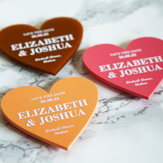 Simple Elegant Save the Date Heart Magnets