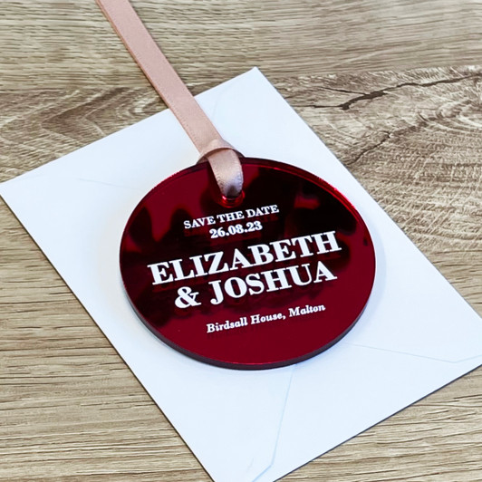 Simple Elegant Save the Date Acrylic Wedding Tags