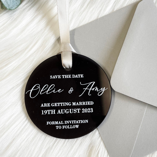 Simple Elegant Acrylic Save the Date Tags