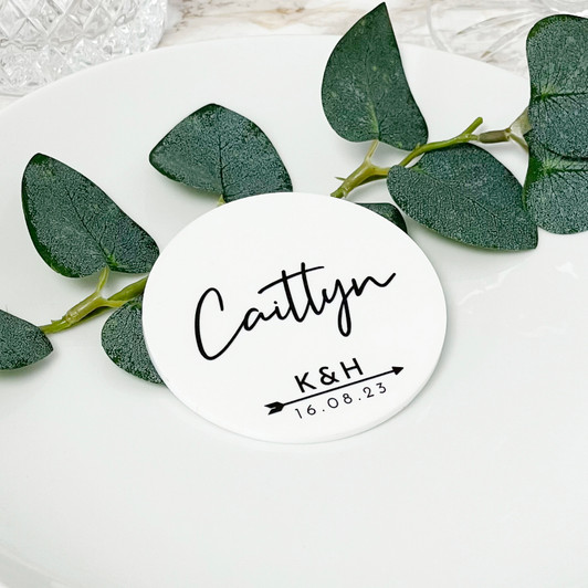 Initials & Date Personalised Acrylic Wedding Table Name Places