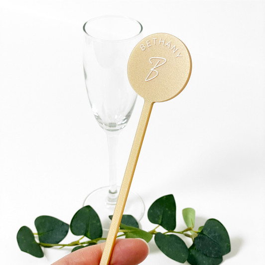 Printed White Acrylic Wedding Drink Stirrers