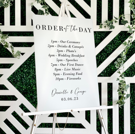 Luxury Acrylic Order Of The Day, Order Of Service Wedding Ceremony Timeline Sign