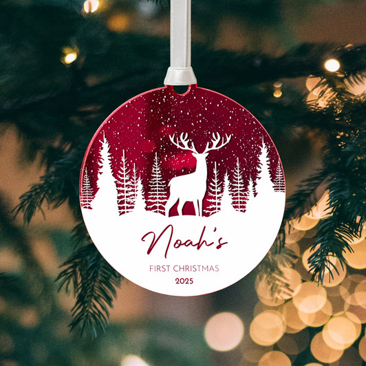 Personalised Baby's First Christmas Mirror Decoration, New Baby's 1st Christmas Keepsake Bauble