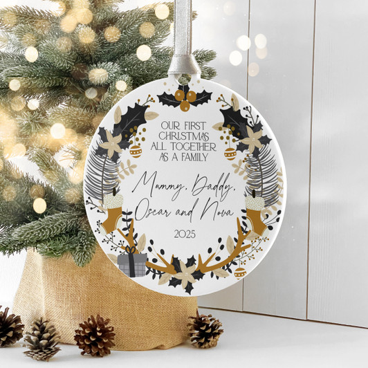 Personalised First Christmas Together As A Family Xmas Bauble Gift