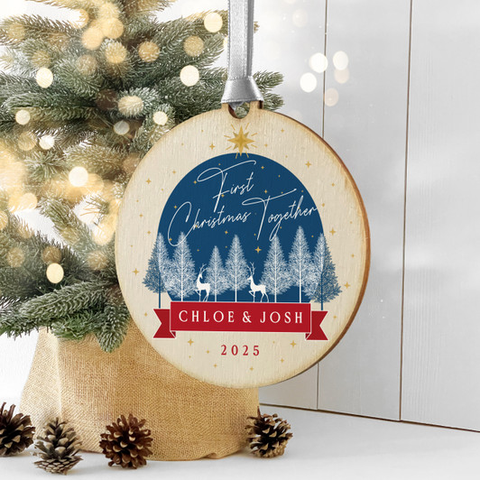 Personalised Our First Christmas Together, Couples Wooden Xmas Decoration