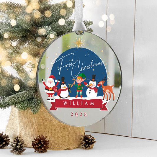 Personalised Baby's First Christmas Bauble, Mirror Tree Ornament Gift