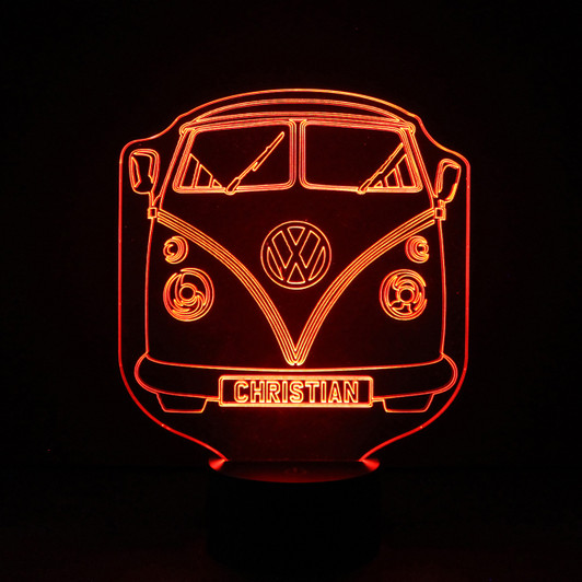 Personalised VW Campervan Night Light, Colour Changing Lamp For Kids Bedroom