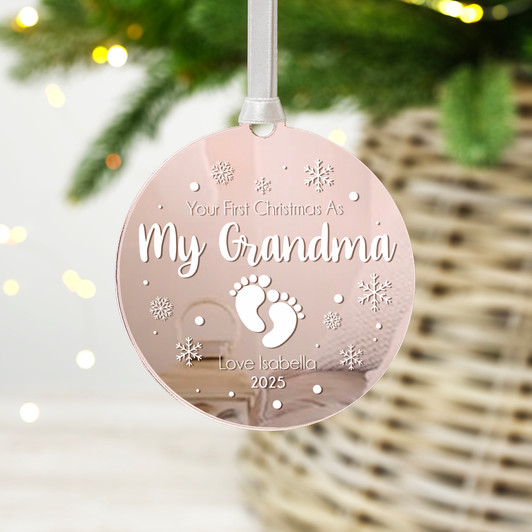 Personalised First Christmas As My Grandma Mirror Bauble 1st Xmas Keepsake Gift