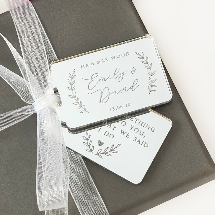 Silver Personalised Wedding Favour Tags, Thank You For Sharing Our Day