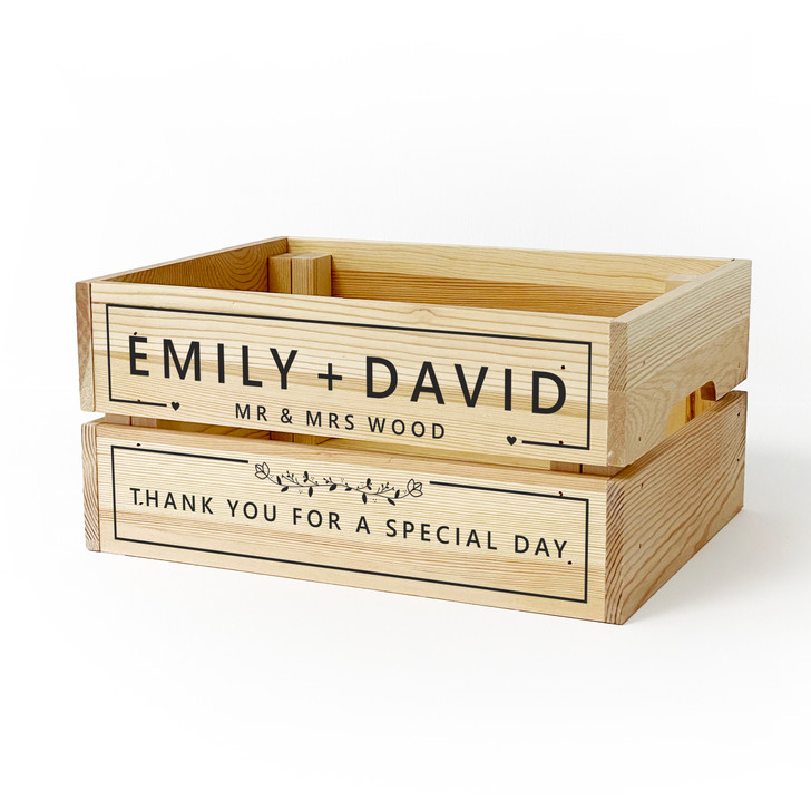 Personalised Couples Wooden Wedding Crate, Card, Confetti, Flower or Wedding Favour Box