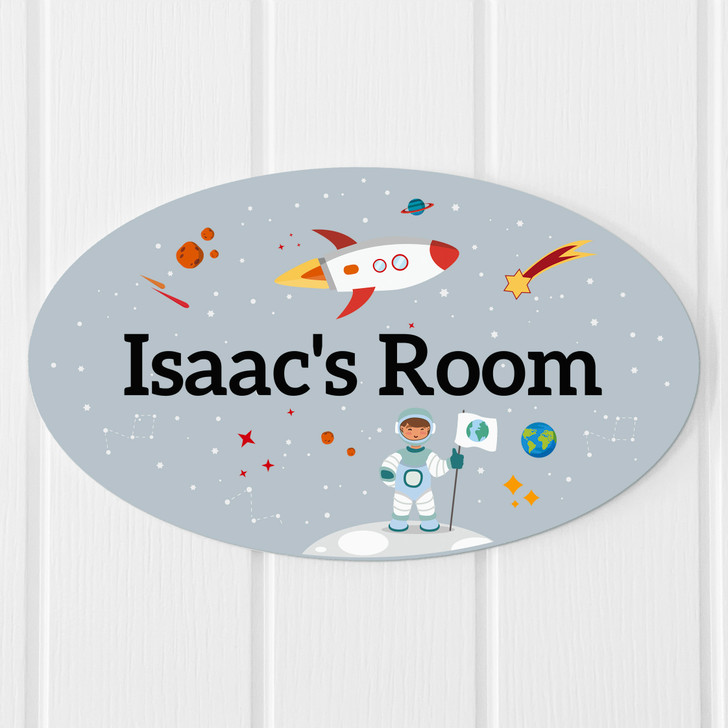 Personalised Kids Astronaut Space Rocket Bedroom Door Sign - Children's Room Door Plaque