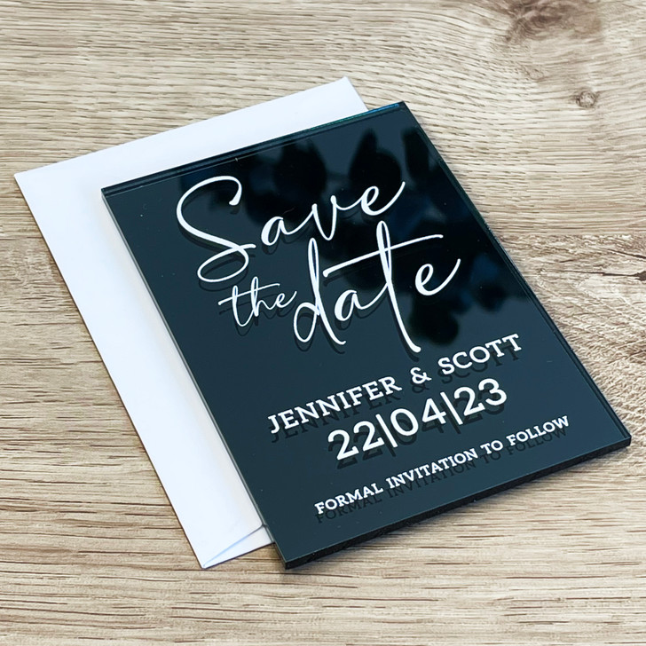 Modern Personalised Acrylic Save the Date Cards