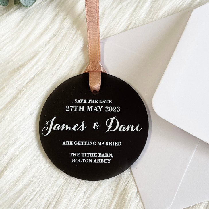 Custom Acrylic Save the Date Tags - Luxury Wedding Stationery