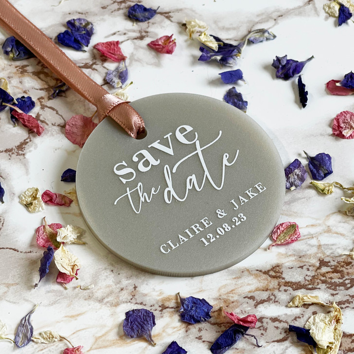 Luxury Acrylic Save the Date Tags With Envelopes