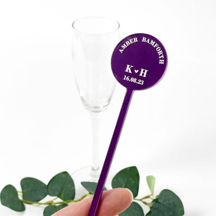 Luxury Personalised Wedding Stir Sticks - Name Place Drink Stirrers