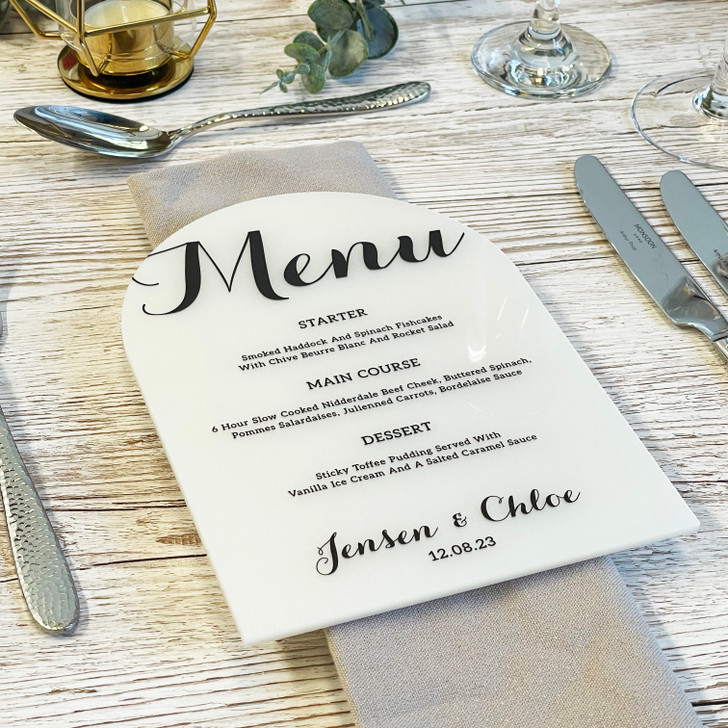 Luxury Wedding Table Décor Acrylic Food Menu Signs