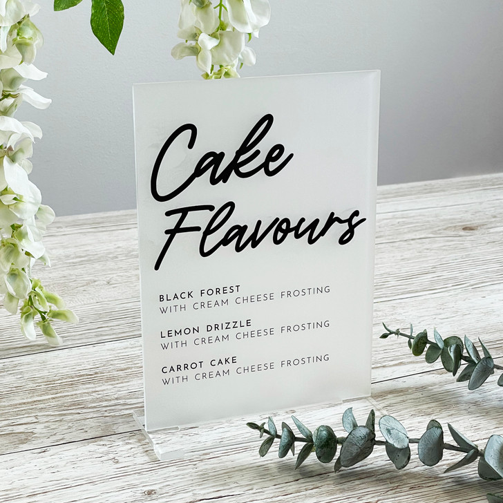 Wedding Cake Flavour Options Acrylic Sign