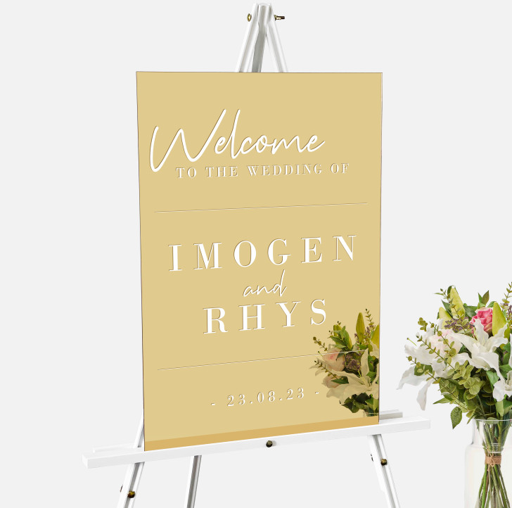 Modern Acrylic Welcome To Our Wedding Sign with Names & Date