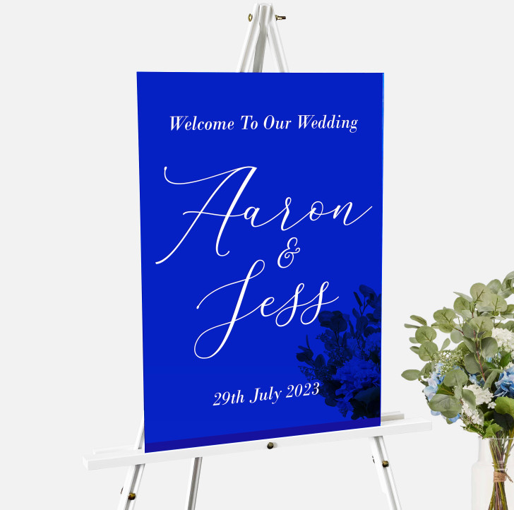 Custom Calligraphy Acrylic Wedding Welcome Sign with Names & Date