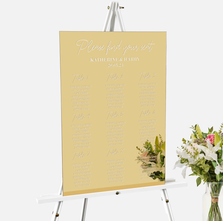 Customisable Wedding Table Seating Plan Acrylic Sign
