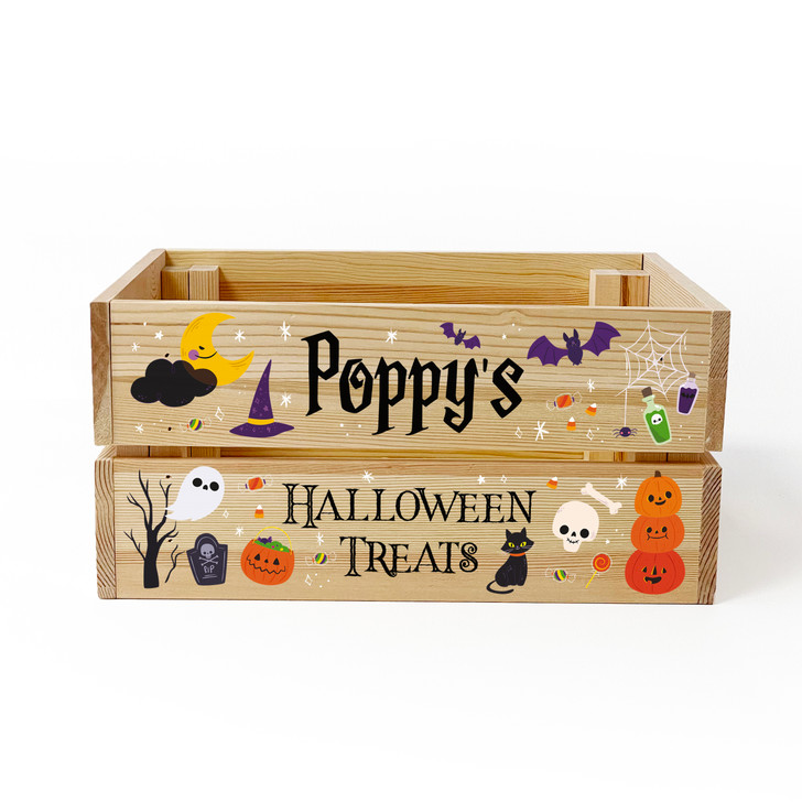 Personalised Kids Halloween Treat Box - Trick Or Treat Halloween Sweet Box Hamper Crate Gift