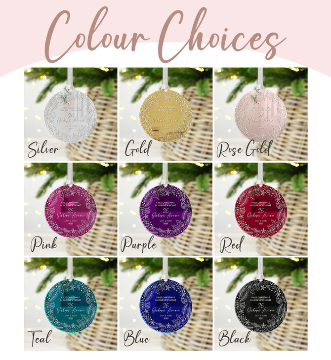 Personalised New Home First Christmas Decoration, 1st Christmas In Your New Home, Mirror Xmas Bauble Gift