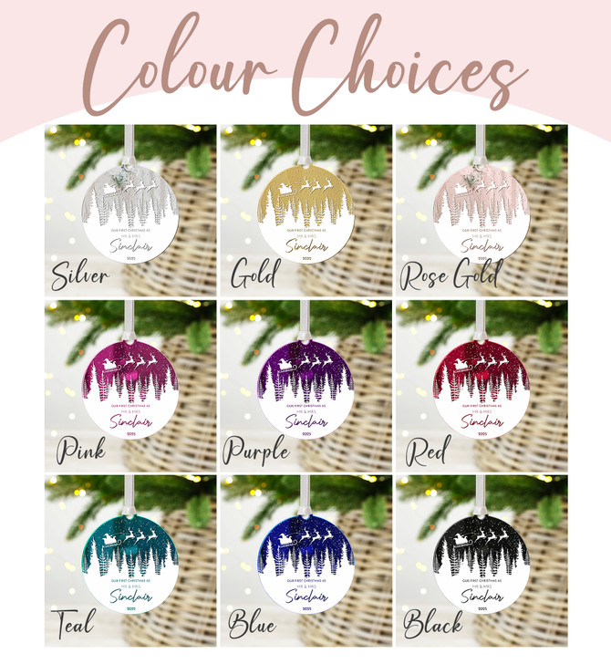 Personalised Mr & Mrs First Christmas Mirror Xmas Decoration, 1st Christmas Keepsake Bauble Gift